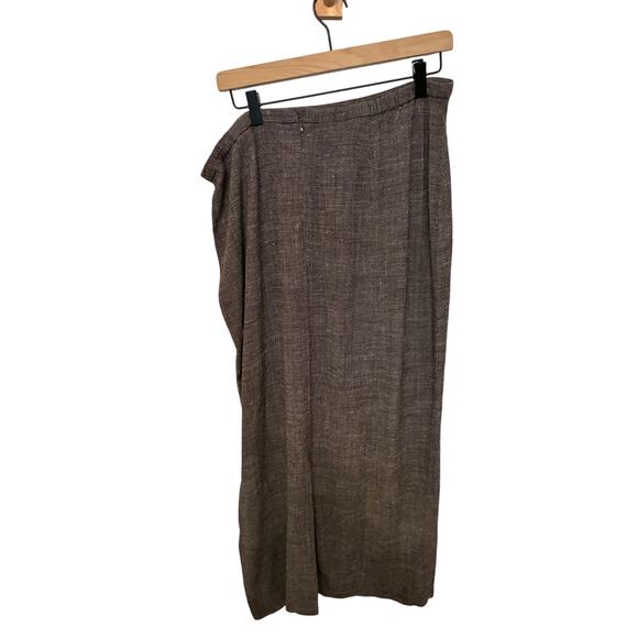 Eileen Fisher Linen Chocolate Minimalist Organic 2 Piece Midi Set Boxy Lagenlook - Picture 3 of 7